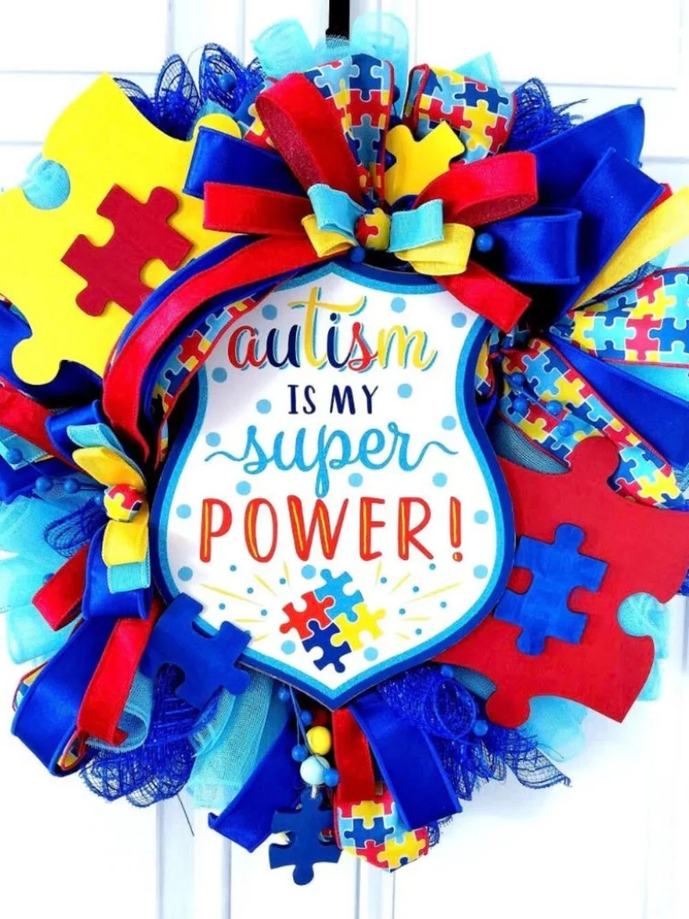 Autism Awareness, Year Round Wreath, Autism Wreath